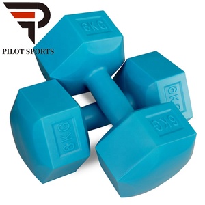 Haltères <span class=keywords><strong>en</strong></span> ciment remplies d'haltères de levage de main de gymnastique hexagonale <span class=keywords><strong>en</strong></span> <span class=keywords><strong>plastique</strong></span> pour l'accessoire d'équipement de forme physique de gymnase - Product Image 1