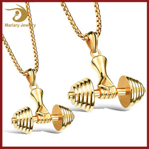 D'inspiration Hip Hop Bijoux Haltère Pendentif Personnalisé Bodybuilding Fitness Bijoux Gym Hommes Haltère Collier - Product Image 2