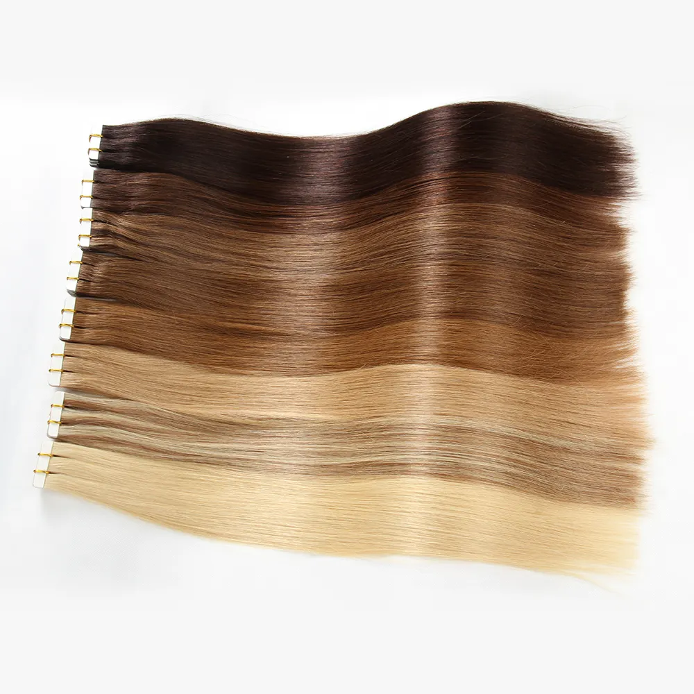 100% Trinh Remy Châu Âu Băng <span class=keywords><strong>Tóc</strong></span> Nối, Bán Buôn Vô Hình Đôi Rút Ra Remy Tape Trong Human Hair Extension