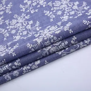 China wholesale polyester cotton tc all over fancy women floral embroidered fabric