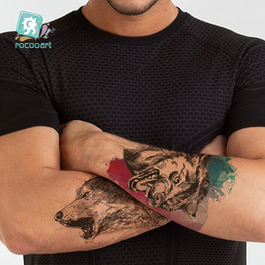 Tatuajes Temporales Impermeables ROCOOART para Mujeres y Hombres Adultos, Arte Corporal para Brazos, Diseño de <span class=keywords><strong>Lobo</strong></span>, 21*15cm - Product Image 4
