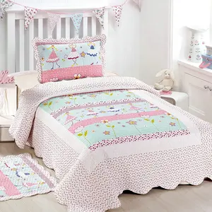 Parure de lit imprimé floral pour chambre d'enfant, ensemble de literie mignonne en Patchwork, couette pour enfants