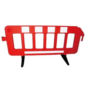 Barrera de plástico rojo con pies de goma, barreras de Control de multitudes de plástico, Panel de valla de plástico