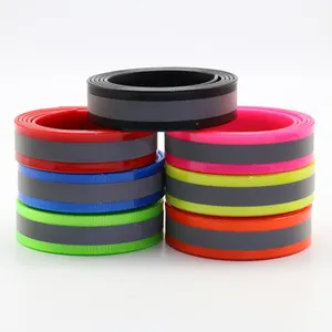 Haute Qualité 20mm Élastique Fluorescent Réfléchissant TPU Enduit Nylon Sangles Logo Personnalisé Emballé Rouleaux Collier De Chien Fournitures