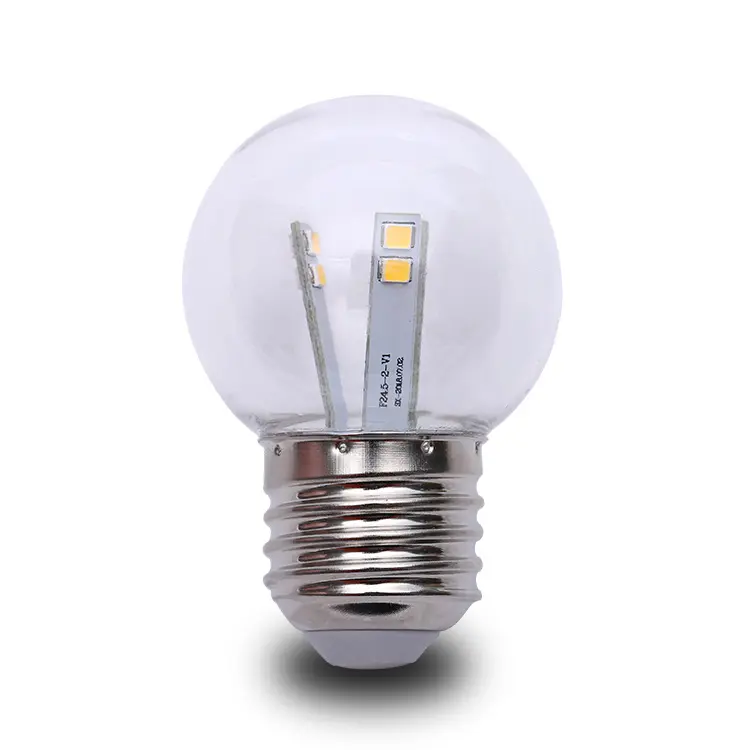 Ce/rohs LED festone luci 220v 1w G45 Globe Golf lampadine per la decorazione del partito E27 B22 bianco caldo plastica trasparente 80 SMD2835 30000