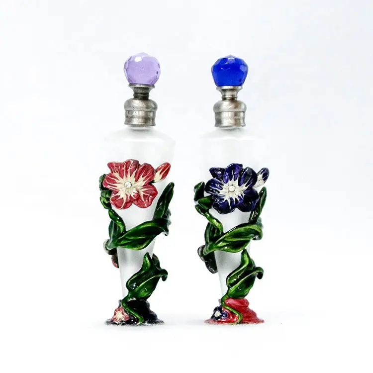Arabian-botella de Metal con flores de cristal para Perfume, botellas rellenables de aceite esencial mate, Attar, 25ml, n. ° 58891/58892
