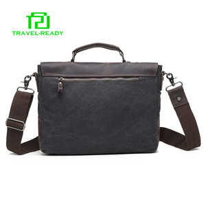 Cuero genuino bolsas para portátiles maletín de lona bolsa de mensajero en bicicleta - Product Image 2