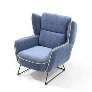 Style européen moderne aile arrière fauteuil confortable couleur bleue avec pieds en métal tissu bois cuir véritable salon <span class=keywords><strong>appartement</strong></span> utilisation - Product Image 2