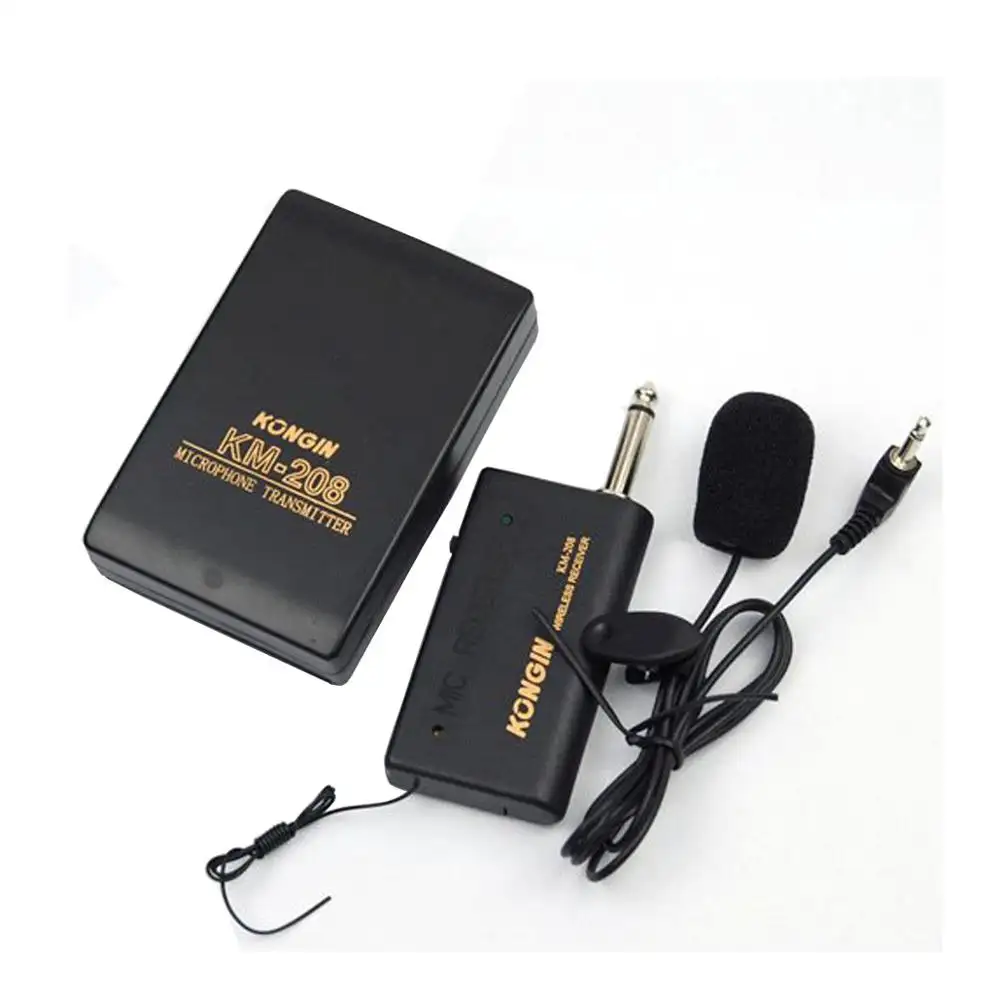 KM-208 Portable lavalier neck mic system wireless microphone with FM Transmitter Receiver
