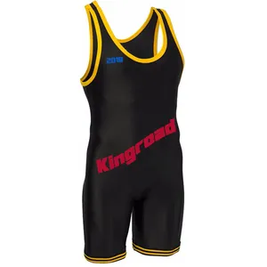 Grosir Murah Sublimated Wrestling Pakaian Rendah Memotong Bahasa Rusia Wrestling Singlet untuk Dijual