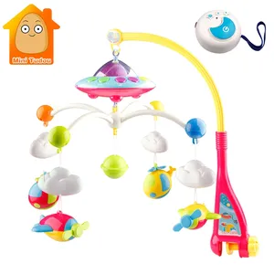 Мобиль музыкальный для детской кроватки, детская игрушка с погремушками в виде животных, проекционная мультяшная игрушка для раннего обучения, 0-12 месяцев