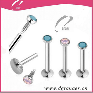316 lstainlessinternamente de acero roscado de ópalo anillo labret apal para joyería de la perforación - Product Image 1