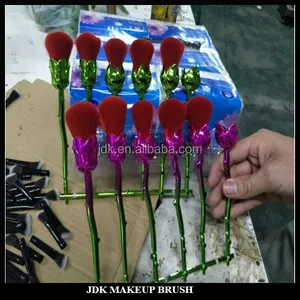 2017 JDK Nuevo Diseño de Lujo Flor de Rose Forma de Pincel de Maquillaje Mango Logotipo Personalizado 6 unids Pinceles de Maquil