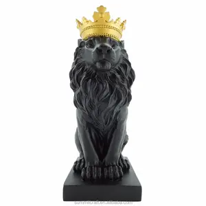 Reçine 3D yaratıcı tasarım 18cm küçük taç aslan heykelcik