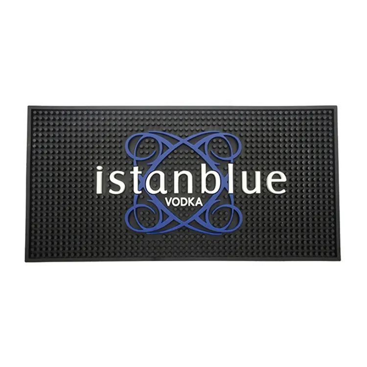 Design personalizzato whisky accessori per vino logo 3d in rilievo personalizzato PVC Bar Mat birra marchio logo bar drip mat bar mat fornitore