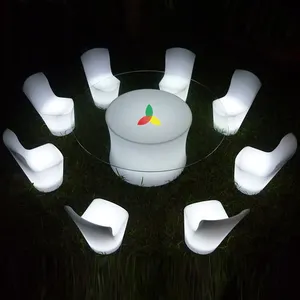现代发光二极管自助桌椅套装塑料点亮宴会餐桌椅