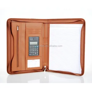 Customized PU Leather A4 zippered compendium folders