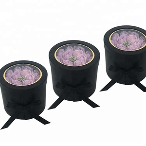 Su misura a doppio strato regalo fiore rotondo scatola con coperchio IN PVC trasparente - Product Image 6
