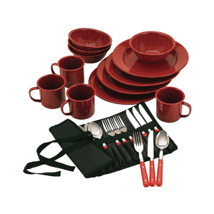 12pc Custom logo Printed Outdoor Camp Carbon Steel Enamelware Mug Bowl Plate Tableware Metal Enamel Camping <strong>Dinner</strong> <strong>Set</strong>
