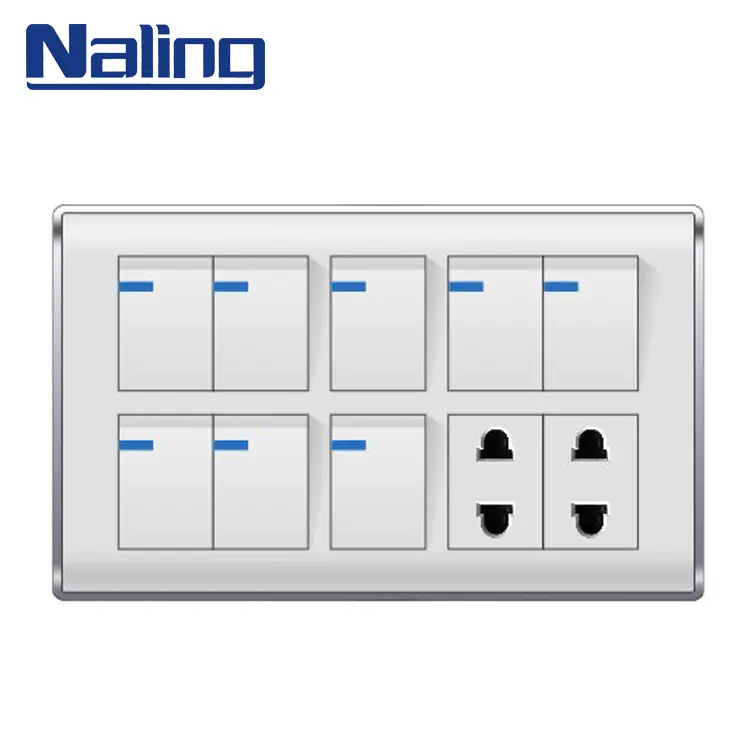 Naling Import China Goods Morden Smart 7 Gang 2 Way 6 Pin Pakistan Wall Switch And Socket