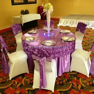 Elegante Runde Rosette Hochzeitsdekoration Stuhlhussen und Tischdecken