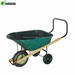 WH8802 140L Offre Spéciale grand australie plastique manche en bois brouette à double roue - Product Image 6