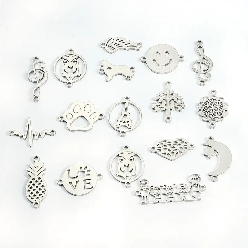 Smile — Note lune amour, avec des pattes d'arbre de chien, bricolage, résultats de bijoux, miroir poli, breloques en acier inoxydable pour la fabrication de bracelets