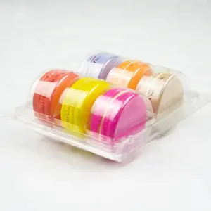 BRC factory Clear PET plastic 6 holes blister clamshell macaron packaging box