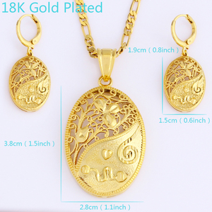 Set di Gioielli <span class=keywords><strong>JH</strong></span> di Tendenza con Orecchini Ovali Semi-Cavi Placcati Oro e Collana con Ciondolo - Product Image 4