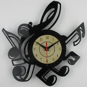 Reloj de pared sin marco para regalo, disco de CD acrílico, decoración del hogar, nota Musical creativa, vinilo, cuarzo, analógico, sala de estar moderna