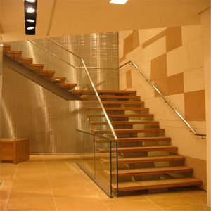 Escalier droit en acier et bois pour l'intérieur, cm, avec Design de balustrade en verre, justaucorps - Product Image 5