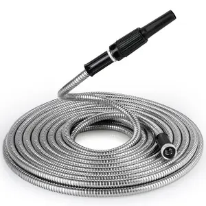 <span class=keywords><strong>Tuyau</strong></span> d'<span class=keywords><strong>arrosage</strong></span> de jardin en acier inoxydable 304 robuste avec buse, <span class=keywords><strong>tuyau</strong></span> d'<span class=keywords><strong>arrosage</strong></span> de jardin tressé en acier, vente chaude - Product Image 1