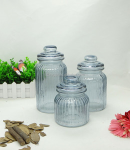 <span class=keywords><strong>Barattoli</strong></span> da <span class=keywords><strong>cucina</strong></span> in vetro trasparente con bordo a costine e coperchio a pomello, <span class=keywords><strong>set</strong></span> da <span class=keywords><strong>3</strong></span> - Product Image 2