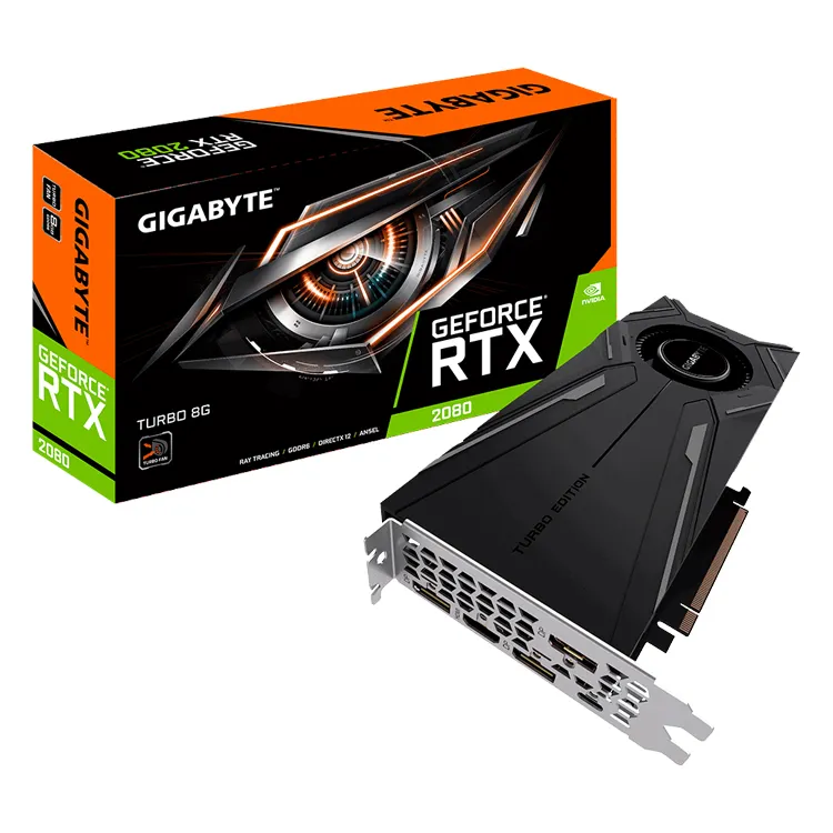 GIGABYTE NVIDIA GeForce RTX 2080 TURBO 8G Gebrauchte Grafikkarte mit 8GB GDDR6-Speicher PCI-E 3.0x16 Kartenbus-Gaming-Grafikkarte