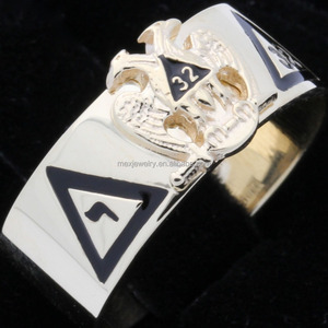 Anillo masónico de 18k con alas de águila, dorado y plateado, 32 ° grado - Product Image 2