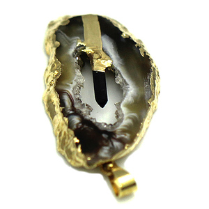 Beadsnice ID 31401 Pointes d'agate géode soudées avec attache pendentif plaqué or, pierres Druzy, composant de bijouterie - Product Image 1