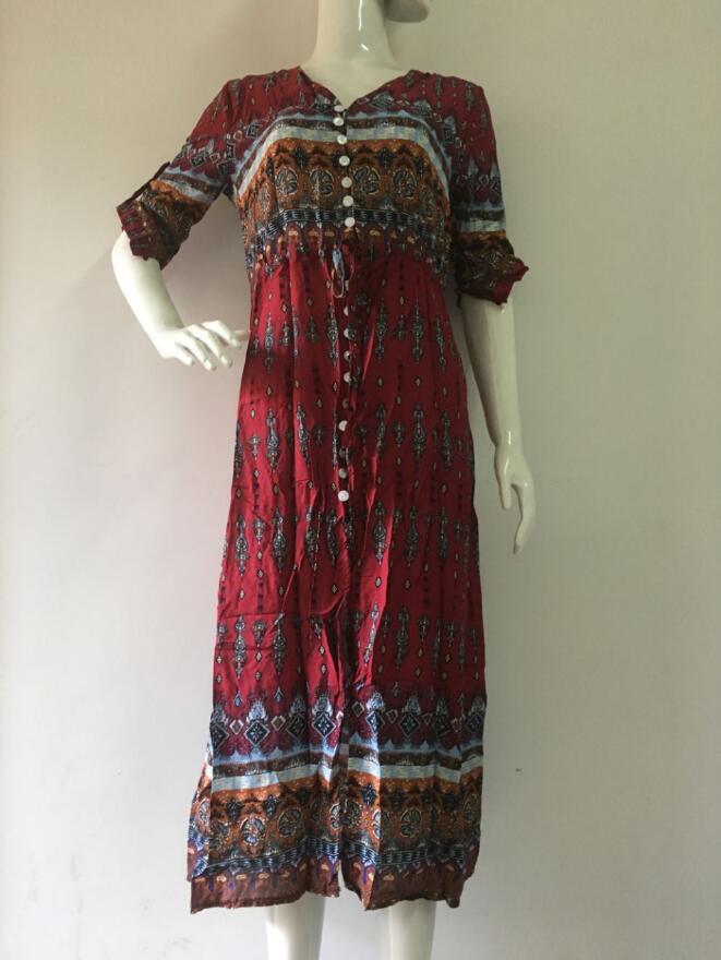 Shop Women's Summer Button up Long Floral Print Maxi Dress