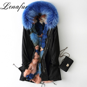 2018 Meraviglioso Design Giovane Fashion <span class=keywords><strong>Pure</strong></span> <span class=keywords><strong>White</strong></span> Procione Sciarpa di Pelliccia di Volpe Giù Parka - Product Image 2