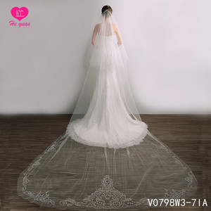 V0798W3-7IA कैथेड्रल लंबाई भारी बेडेड ब्राइडल घूंघट विलासिता - Product Image 6