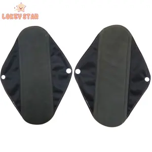 Lokeystar Plain Black Bamboo Charcoal Panty Liner Feminine Reusable Menstrual Sanitary Cloth Mama Pads