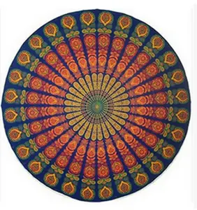 wholesale custom chiffon polyester psychedelic bohemian printed round tapestry wall indian mandala tapestry wall hanging