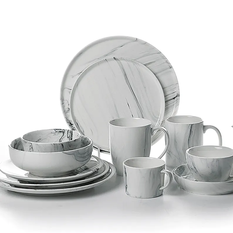 Wholesale Cheap OEM Hotel Restaurant Fine Porcelain Banquet Hall Crockery Platos New Style Dinnerware Table Ware Sets~