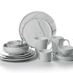 Atacado Barato OEM Hotel Restaurante Porcelana Fina Banquete Hall Louça Platos Novo Estilo Louça Mesa Ware Conjuntos ~