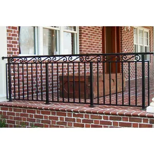 China manufacture factory hebei painting hand hammered wrought metal porch railings design