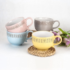 Taza de café de cerámica de 16oz, taza de café de 360 grados, con impresión a color, forma recta, gran mango en C - Product Image 5