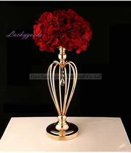 LDJ943ウェディングセンターピースデコレーションハート花瓶シングルメタル花瓶ゴールド