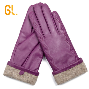 GL44 seksi kış bayanlar pembe elbise hakiki iyi koyun derisi deri eldiven - Product Image 3