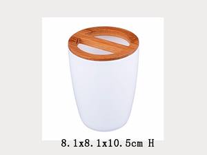 Porte-brosse à dents cylindrique rond en bois naturel - Product Image 6