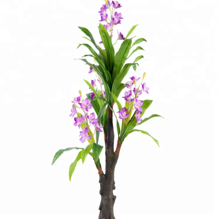 170 cm Tall Yapay Cymbidium Orkide Bitki, Plastik Saksı Cymbidium Hibrid