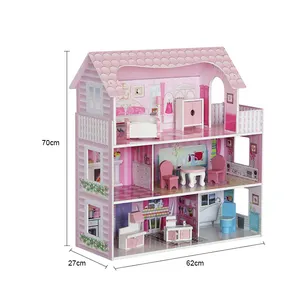 Nieuwe Mode Verjaardagscadeau Hot Koop Grote Diy Handgemaakte Poppenhuis Houten Spelen Speelgoed Kinderen Pop Huis TY0373